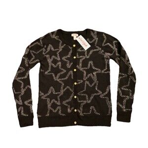Car & Jack Cardigan Gold Button Women’s Size XL Black Metallic Star Lightweight